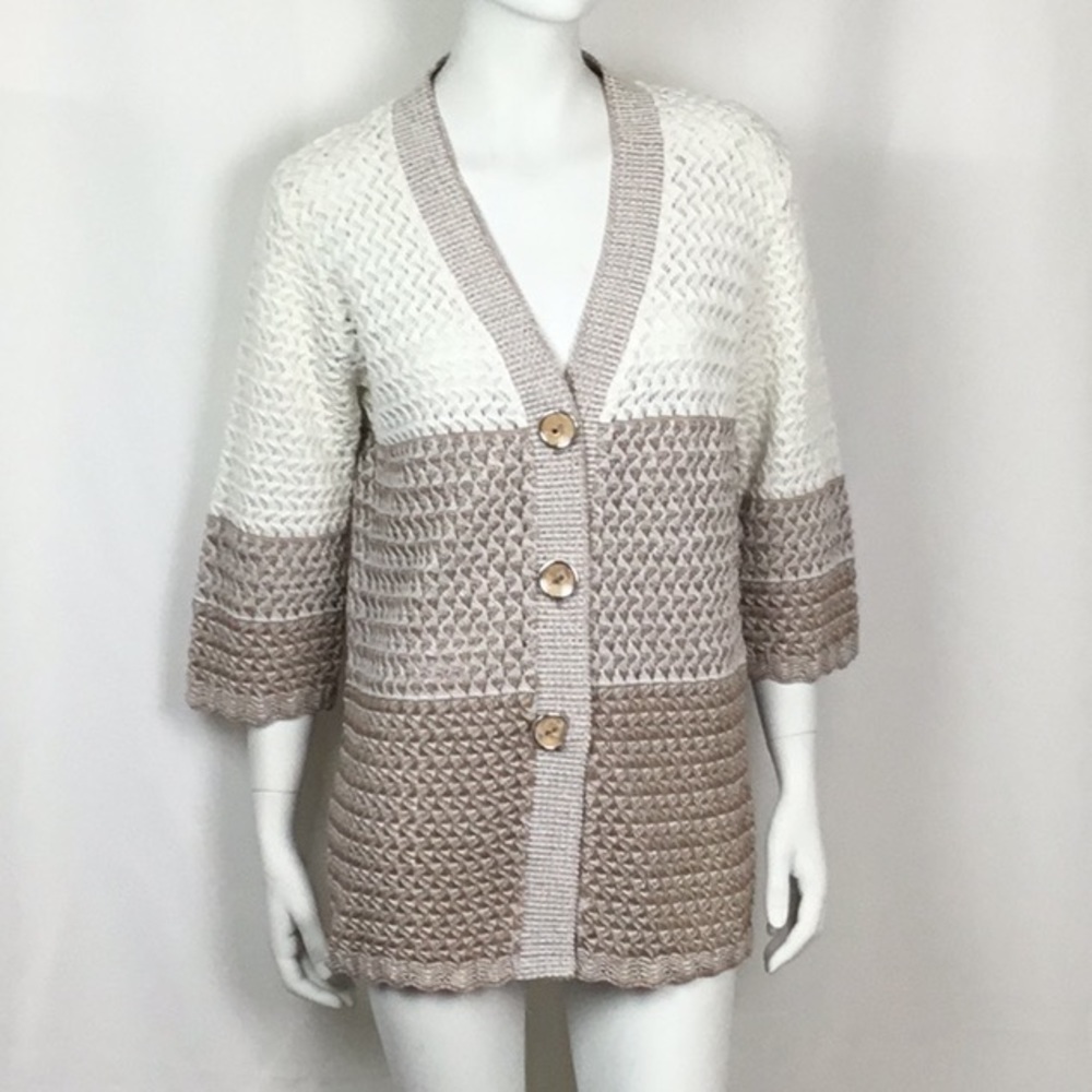 Crochet Long Sweater Fits M/L 3/4 Sleeve Sweater